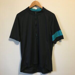 MEC Black and Turquoise Short Sleeve Zip Collar Sports Top